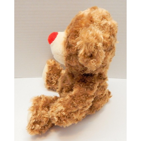 Kellytoy Golden Brown Teddy Bear Plush Stuffed Red Nose Mouth 10" Tall Seated - Picture 2 of 9